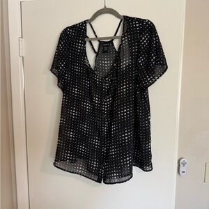 Torrid Black and White Polka Dot Blouse